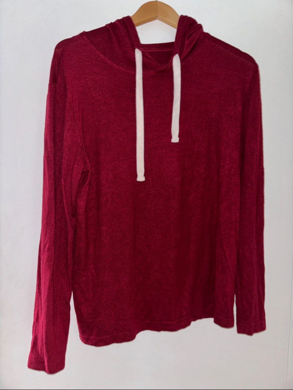 Zyia Red Lightweight Hoodie with White Drawstrings